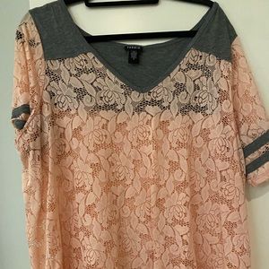 Grey and pink torrid shirt